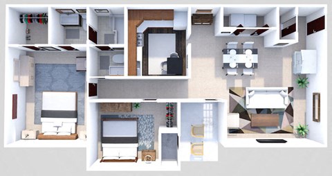Floor plan for 2 beds, 1.5 baths, 950 sqft